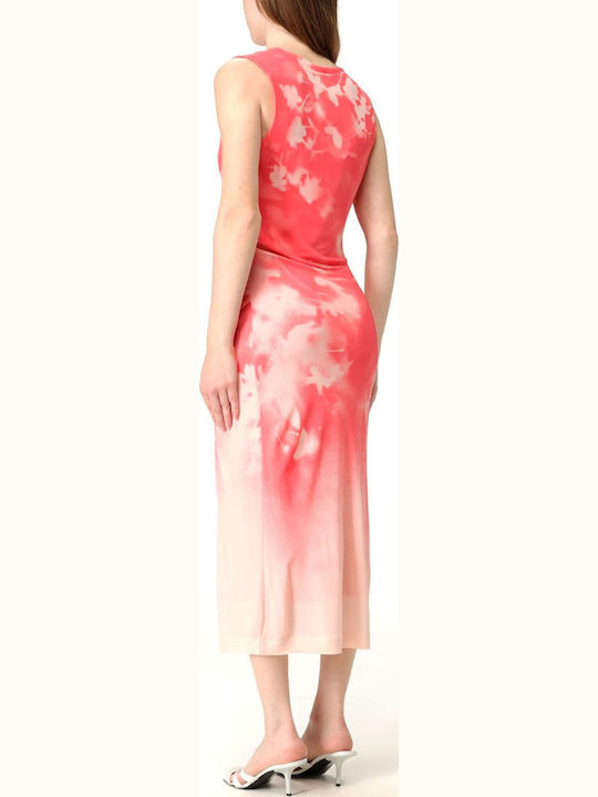 Midi Dress for Wedding / Baptism Draped Ecru-coral