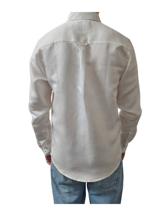 Langärmeliges Leinenhemd in normaler Passform White