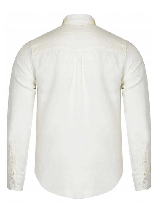 Langärmeliges Leinenhemd in normaler Passform White