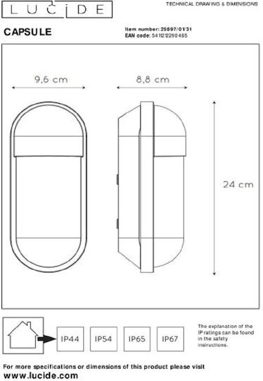 Φωτιστικό Κήπου Απλίκα Capsule 1xe27 Max 15w Πλαστικό Λευκό Φωτιστικό Κήπου Απλίκα Capsule 1xe27 Max 15w Πλαστικό Λευκό