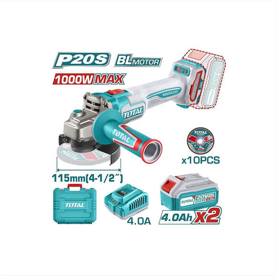 Total Τροχός 115mm Μπαταρίας Brushless 2x4Ah
