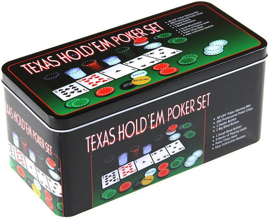 Verk Group Set 200 Numbered Poker Chips in Metallic Box with 2 Decks and Felt