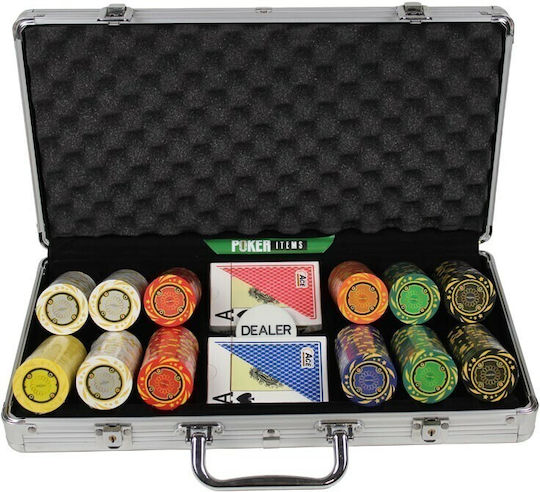 Pokeritems Σετ 300 Αριθμημένες Μάρκες Poker 14gr σε Βαλίτσα με 2 Τράπουλες