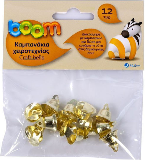 Boom Metalic Clopoțel decorativ pentru proiecte DIY Auriu 12buc