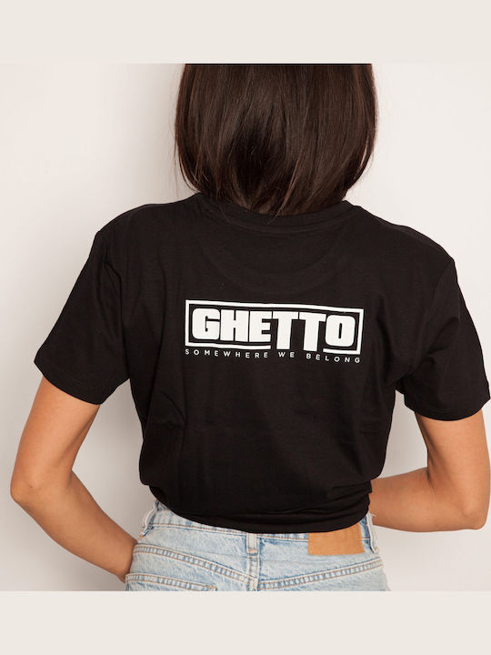 Ghetto White Mask Black T-shirt Women’s