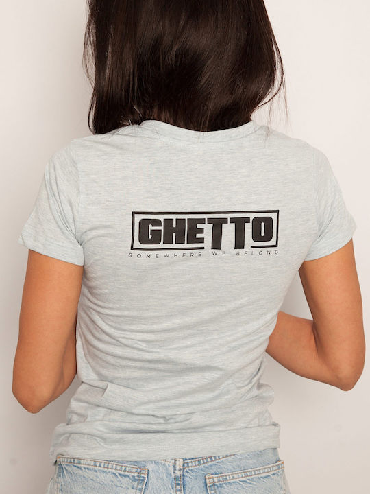 Ghetto Black Mask Gray T-shirt Women's