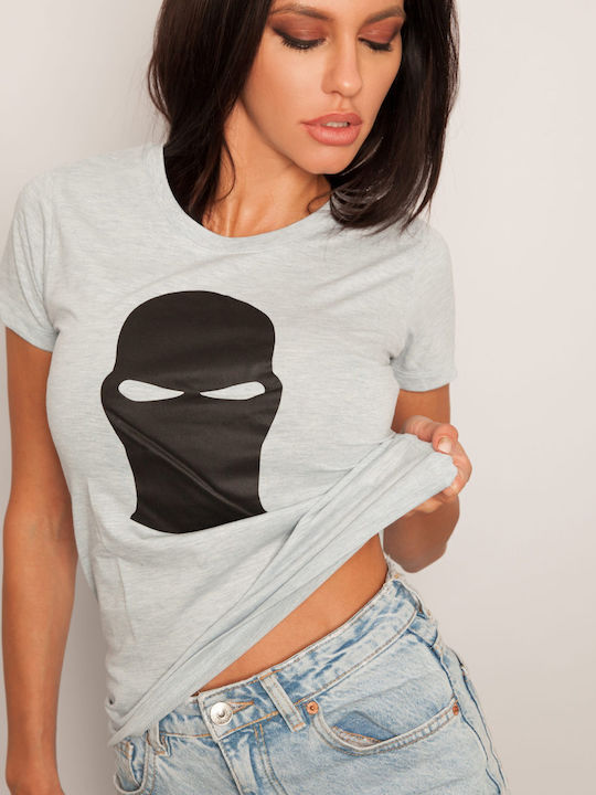 Ghetto Black Mask Gray T-shirt Women's