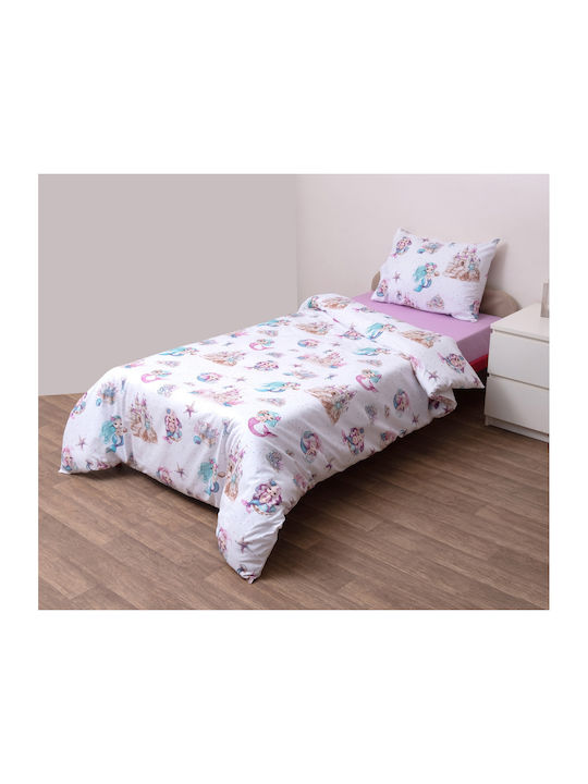 Viopros Βρεφικό Κουβερλί Βαμβακερό White-pink 120x160cm