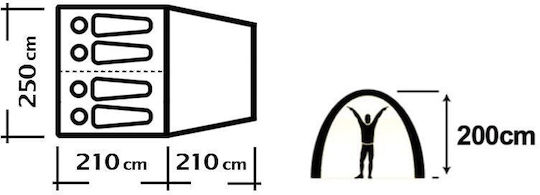 Salty Tribe Camping Tent Tunnel Green 3 Seasons For 4 People 420x250x200cm