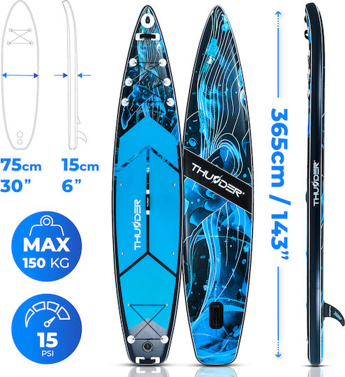 Thunder Inflatable Φουσκωτή Σανίδα SUP / Kayak με Μήκος 3.65m Μπλε