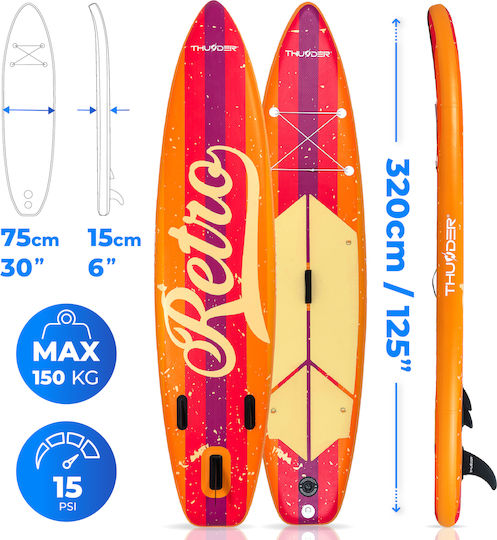 Thunder Inflatable SUP Board 320cm Gonflabilă Placă SUP cu Lungime 3.2m Portocaliu