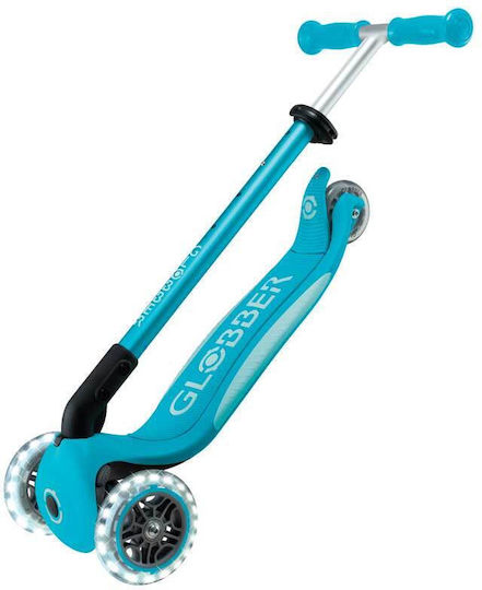 Globber Kids Scooter Foldable Elite Lights 3-Wheel Turquoise
