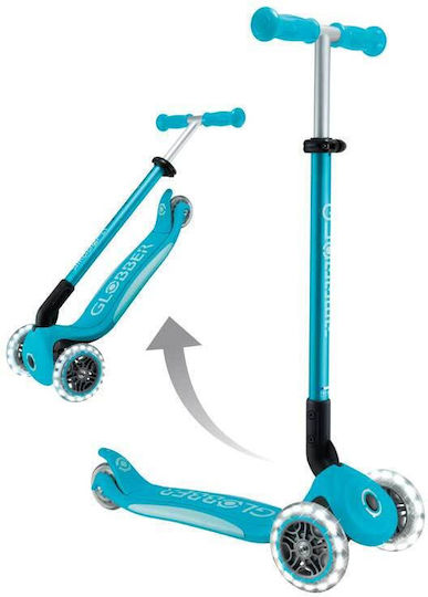 Globber Kids Scooter Foldable Elite Lights 3-Wheel Turquoise