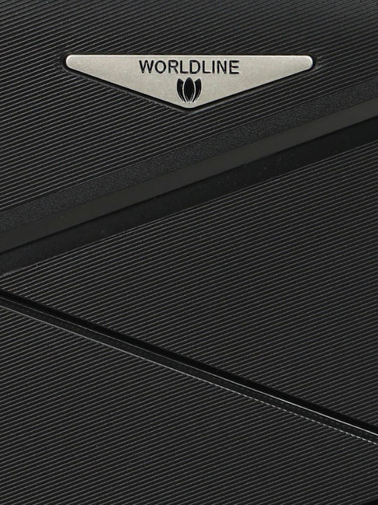 WORLDLINE Μεσαία Βαλίτσα Ταξιδίου Σκληρή Μαύρη με 4 Ρόδες