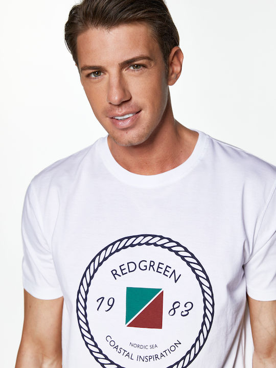 Redgreen T-shirt Τύπωμα Circle Rope Λευκό