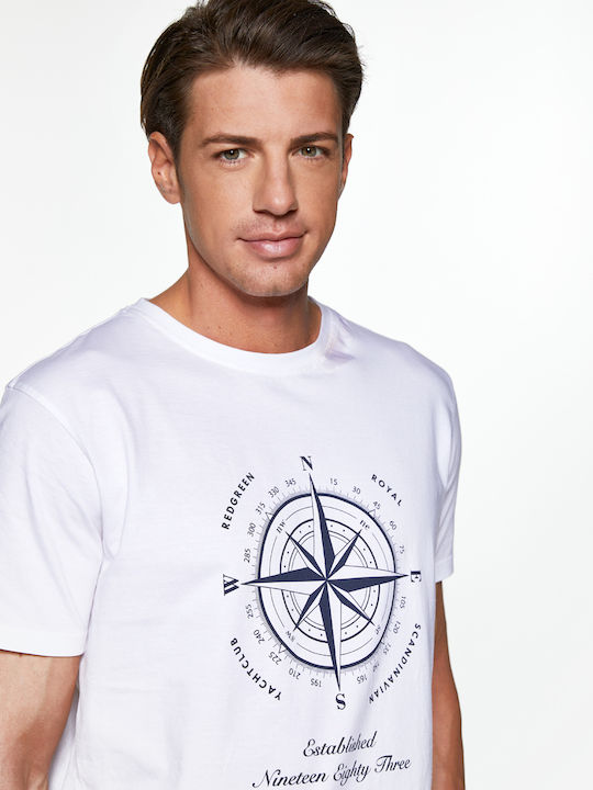Redgreen T-shirt Τύπωμα Compass Λευκό