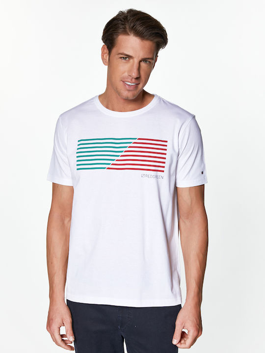 Redgreen T-shirt Τύπωμα Color Lines Λευκό