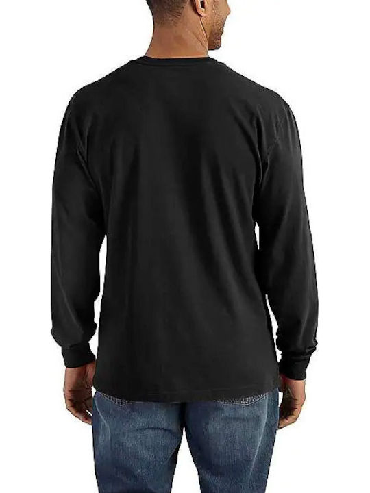 Workwear Pocket Henley L S Black Aνδρικη Μπλουζα Μαυρη/k128-blk