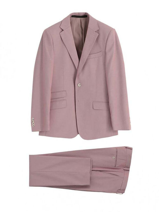 Puroego Suit Pink Two-Button Jacket External Pockets Trousers Regular Fit 57267 211.01