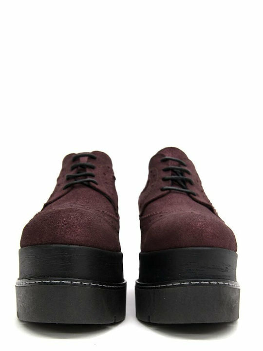 Smart Cronos Suede Flatforms Women Smart Cronos Burgundy Crns-6323-s