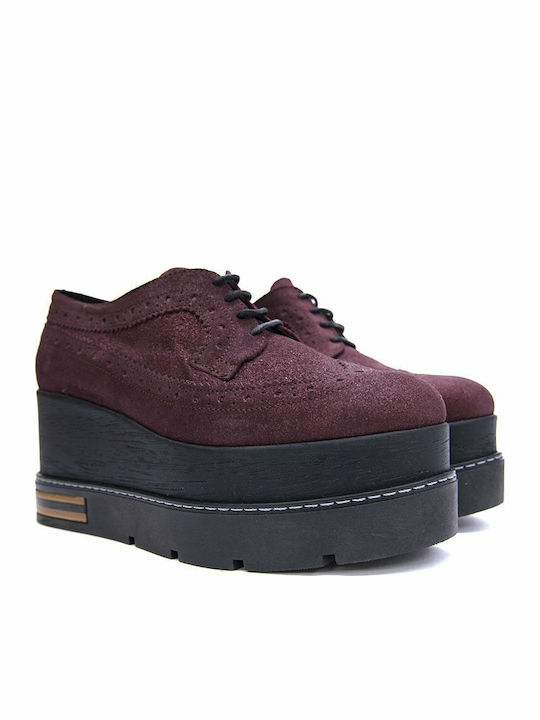 Smart Cronos Suede Platforms Women Smart Cronos Μπορντω Crns-6323-s