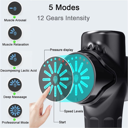 iFuture Waffe Massage für den Nacken, den Kopf & den Körper mit Vibration Schwarz