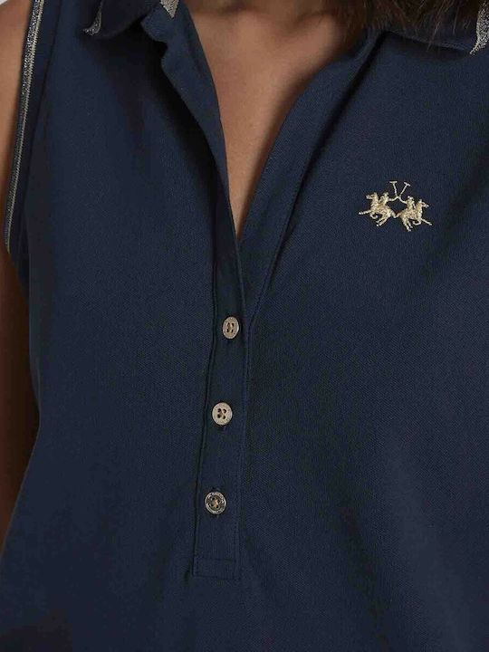 La Martina Women's Regular-fit Sleeveless Pique Polo Shirt Τwp002 Μπλε