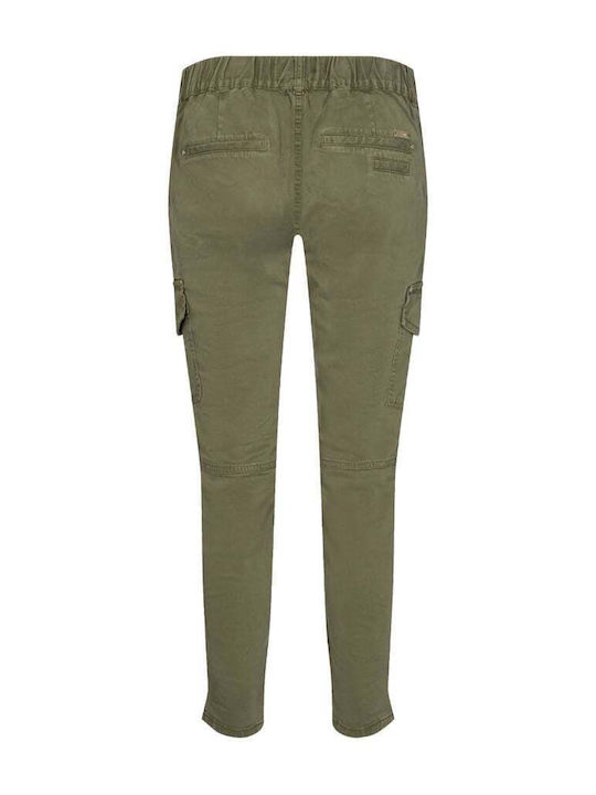 Mos Mosh Women's Cargo Trousers with Rubber Band at Waist and Zipper at Ankle 134120 Winter Moss Mos Mosh Women's Cargo Trousers with Rubber Band at Waist and Zipper at Ankle 134120 Winter Moss