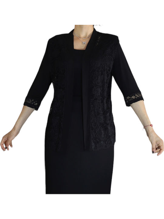 Damen Strickjacke aus Spitze Viskose Lycra Tucharmärmel Blau