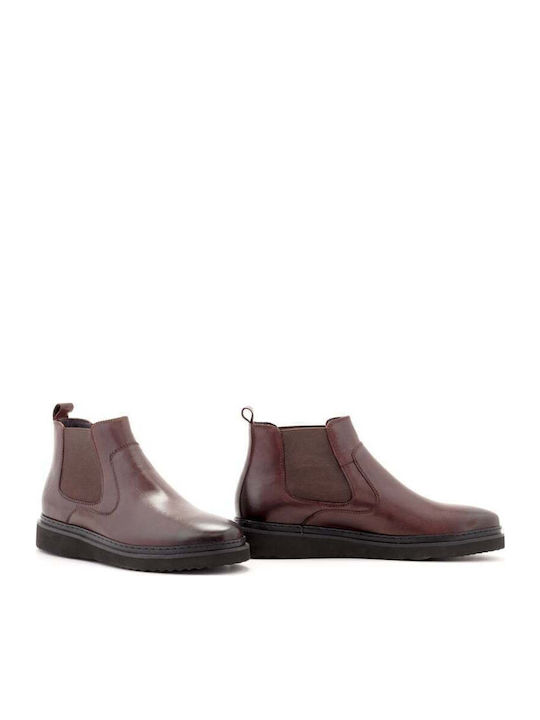 Versace 19.69 Abbigliamento Sportivo Spl Ghete 100% Piele Maro Cu Elastic Logo-ul Casei Pe Lateral Talpă Antiderapantă Potrivire Normală Yo C0331.brown