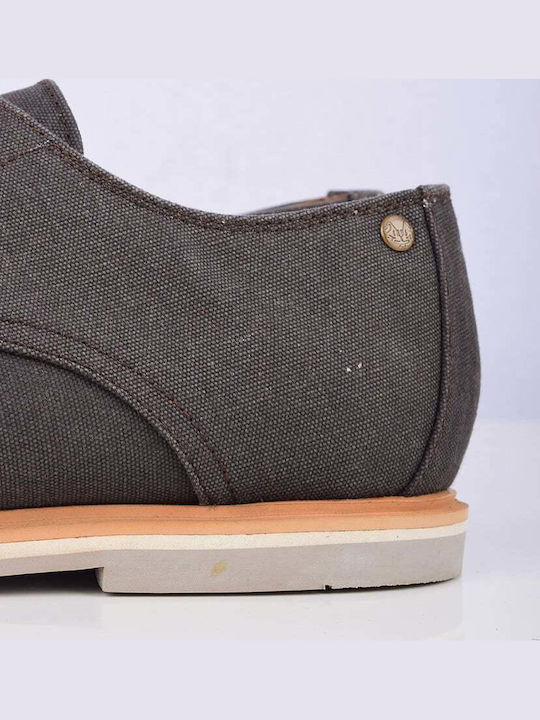 Frank Wright Lace-Up Shoe Gray Small Metallic Logo of the Brand on the Heel Regular Fit Mfw879.graphite Canvas