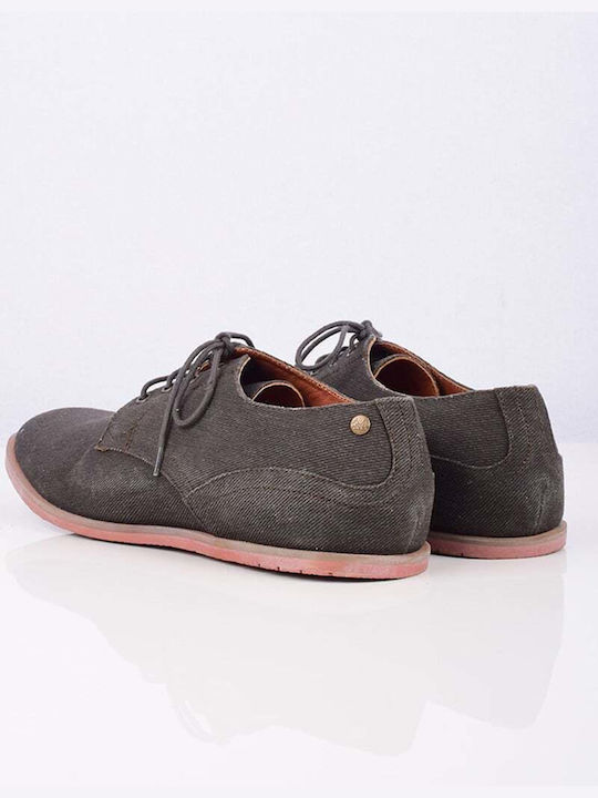 Frank Wright Lace-Up Shoe Gray Small Metallic Logo of the Brand on the Heel Regular Fit Mfw892.graphite Canvas