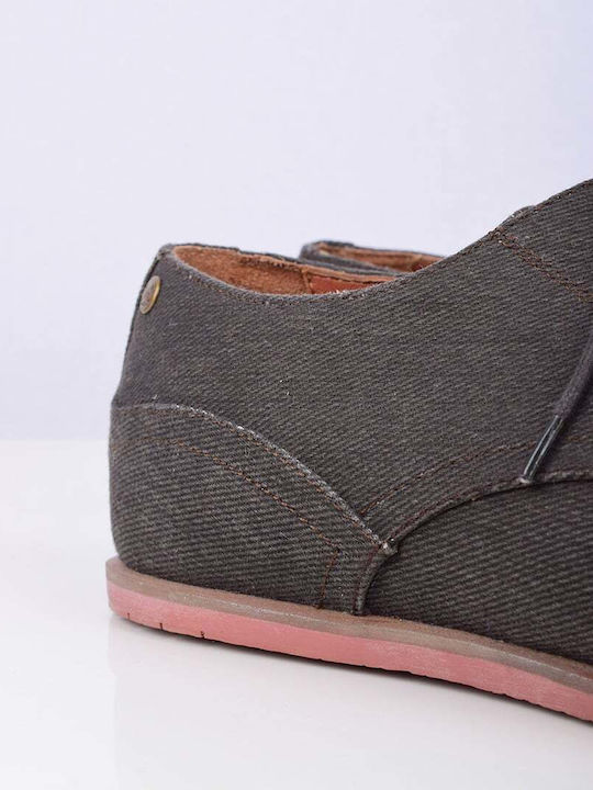 Frank Wright Lace-Up Shoe Gray Small Metallic Logo of the Brand on the Heel Regular Fit Mfw892.graphite Canvas