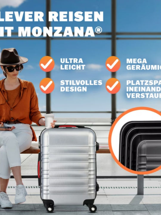 Monzana Valize De Călătorie Tough Argintii Cu 4 Roți Set 4 Buc