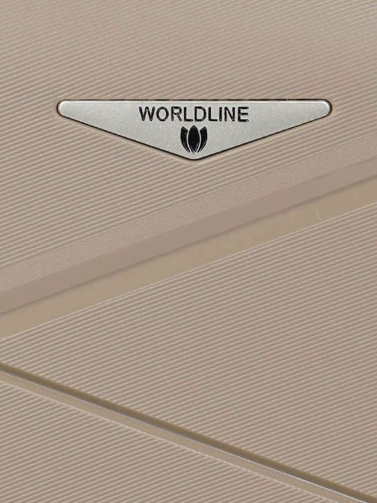WORLDLINE Valiză de Călătorie Mare Dură Șampanie cu 4 roți