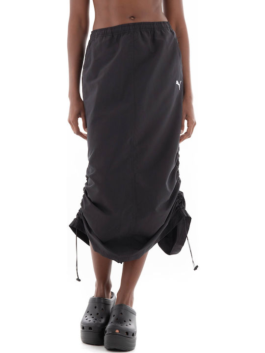 Dare To High-waisted Midi Skirt Black