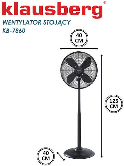 Klausberg Pedestal Fan 50W Black
