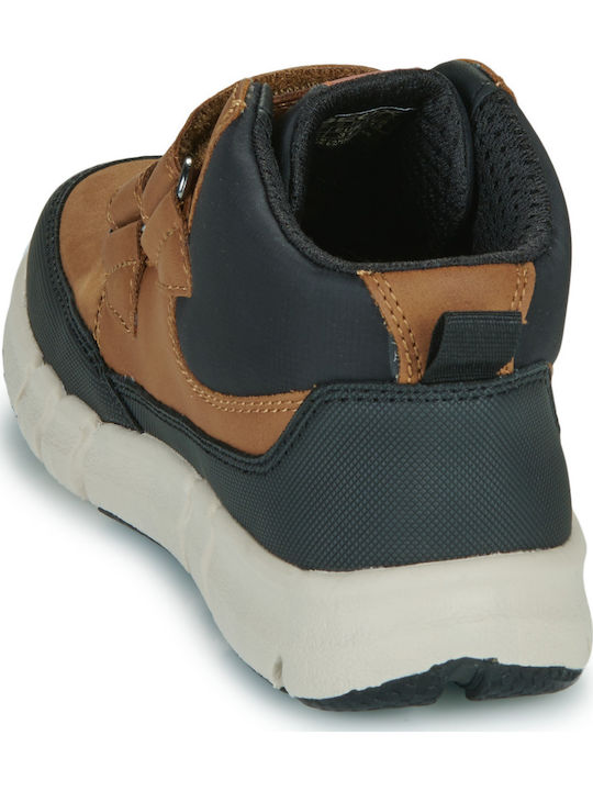 J Flexyper Παιδικά Sneakers High Ανατομικά με Σκρατς Καφέ