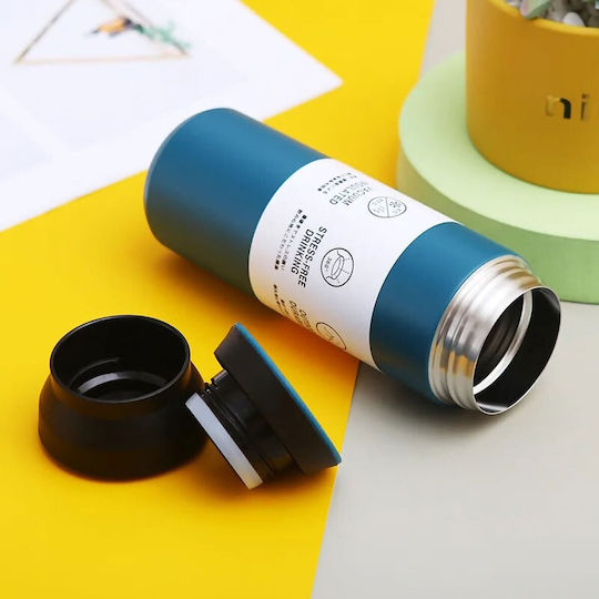 Uncle George Uncle George Stainless Steel Plastic Thermos Bottle BPA Free 500ml Recyclable Blue
