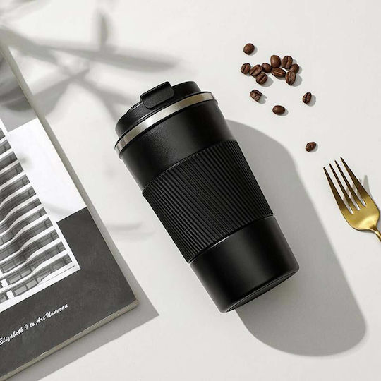 Uncle George Glass Thermos Stainless Steel / Aluminum BPA Free 500ml Mouthpiece Black with Mouthpiece