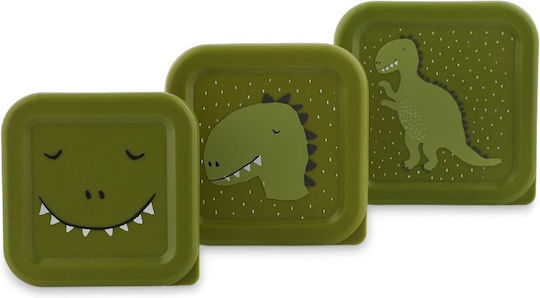 Trixie Nesting Snack Box Πλαστικό Παιδικό Σετ Φαγητού Δεινόσαυροι Πράσινο 11.5 x 11.5 x 6.5εκ.