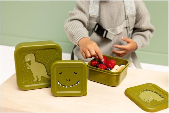 Trixie Nesting Snack Box Πλαστικό Παιδικό Σετ Φαγητού Δεινόσαυροι Πράσινο 11.5 x 11.5 x 6.5εκ.