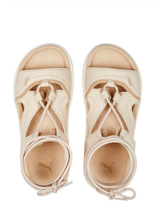 Mayze Women's Flat Sandals Flatforms in Beige Color