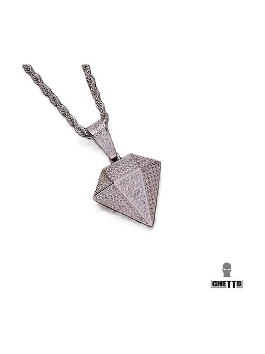 Ghetto Halskette aus Stahl mit Zirkon
