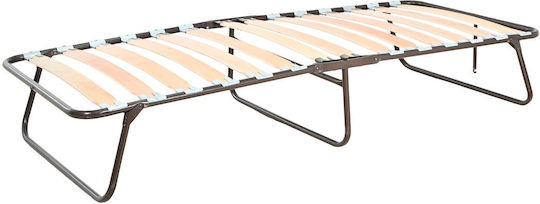 Folding Guest Bed with 6cm Mattress Single Black 182x82cm