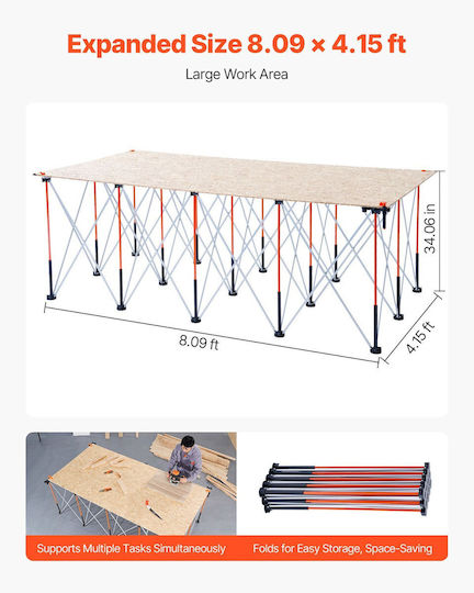 Φορητή Πτυσσόμενη Βάση Εργασίας Vevor 2445 X 1255 Mm Πτυσσόμενη Βάση Εργασίας 2724 Kg