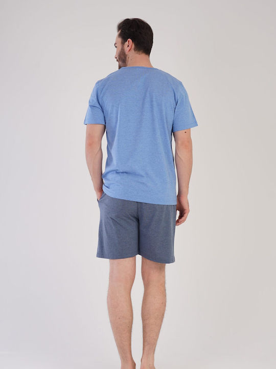 Summer Men's Cotton Pyjamas Blue