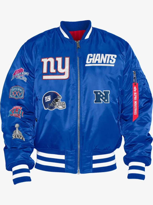 New York Giants Winter Jacket Bomber Blue