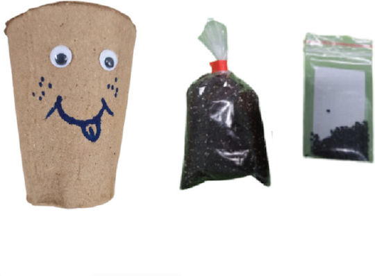 Small Gift Smile-Biodegradable Pot 9x7cm Ready to Sow Plant Soil Seed Attached Googly Eyes Hand-Painted Smile Instructions