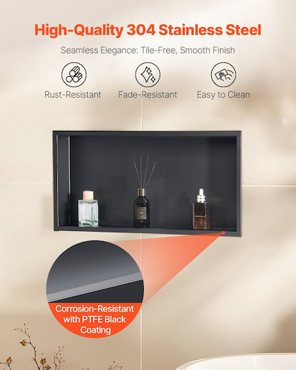 Vevor Corner Wall Mounted Bathroom Shelf Metallic Black